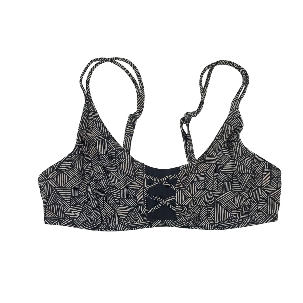 Athleta Geometric Lattice Front Bikini Top Black White 32 B/C Adjustable Straps